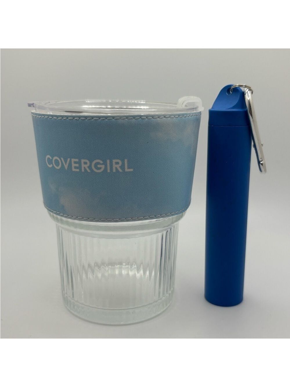 COVERGIRL Glass with Blue Sleeve and straw keychain